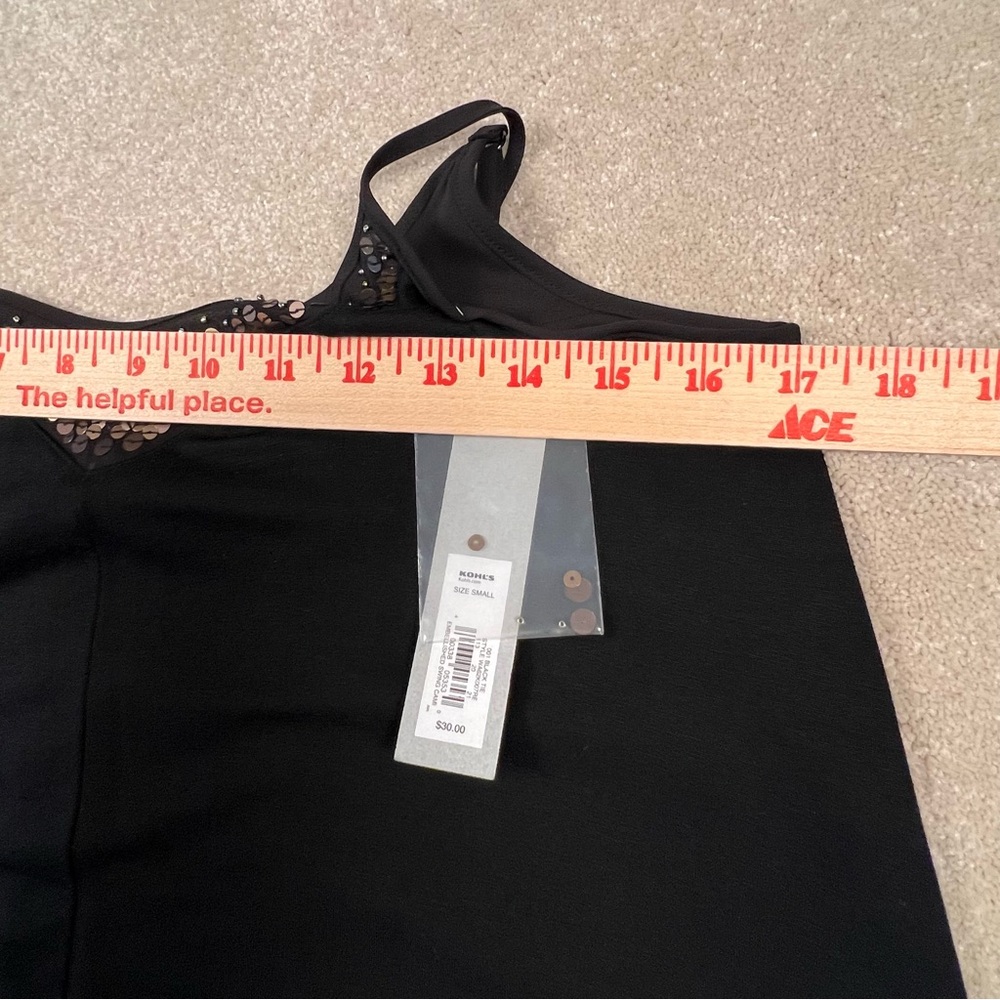 Apt. 9 NWT Black Sequin Tank Top Adjustable Straps Double Layer Women's Small - Picture 6 of 7